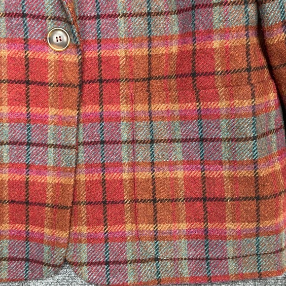 Vintage Jennifer Moore Blazer Women's Medium Multi-Color Plaid Wool Blend Jacket - Picture 5 of 11